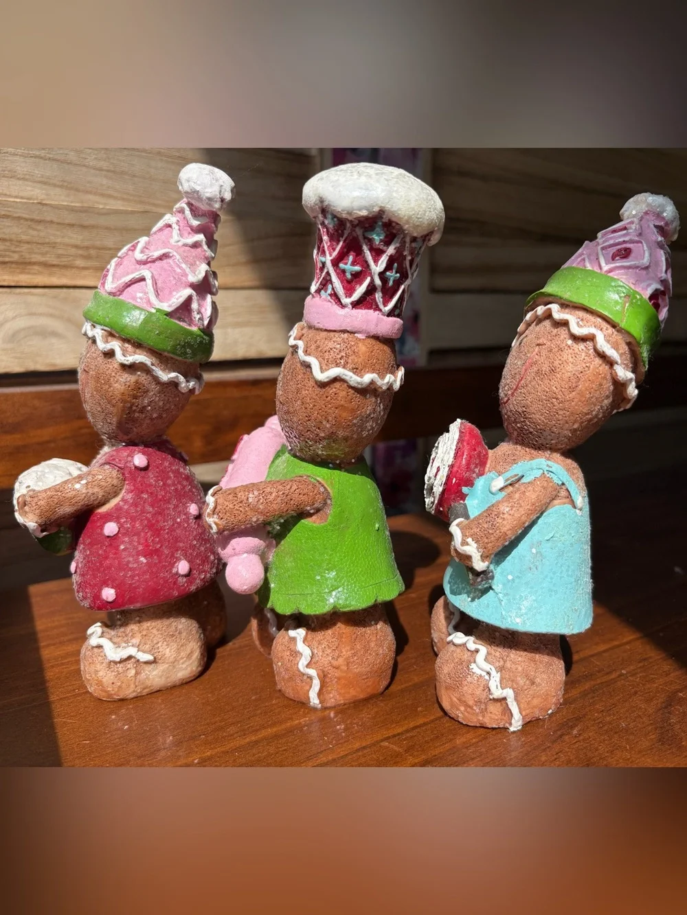 Pastel Gingerbread Figurines Set of 3 Christmas Decor
